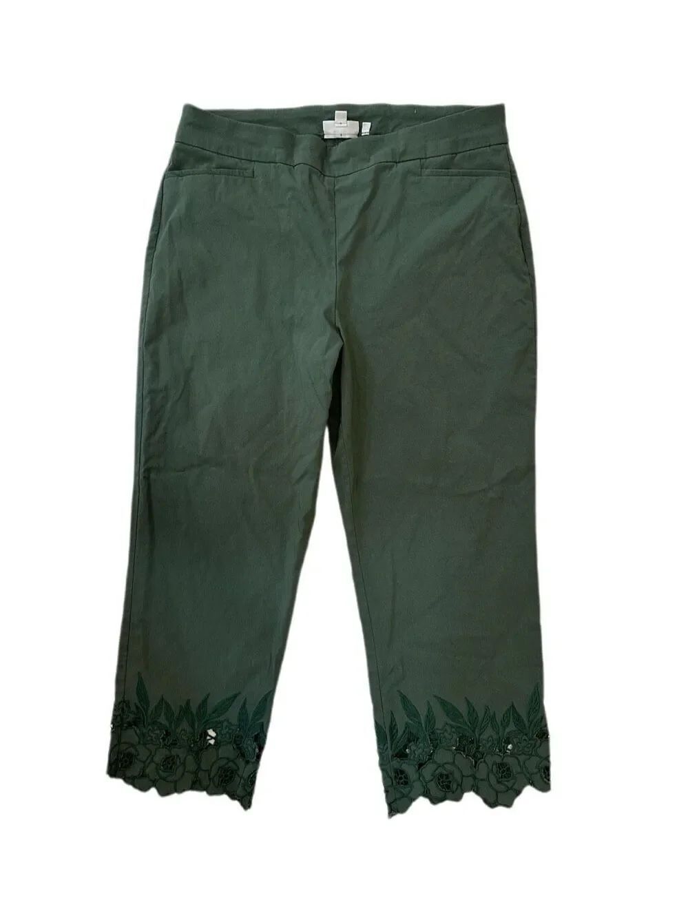 Chicos Brigitte Olive Green Stretcj Pants Sz L